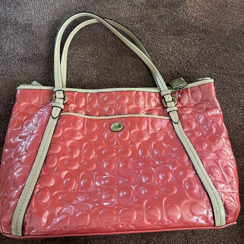 Coach Pink Patent Leather Shoulder Bag